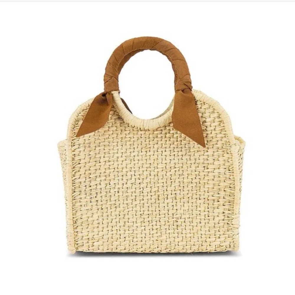 Sensi Studio X REVOLVE Midi Straw Handbag - brown/beige